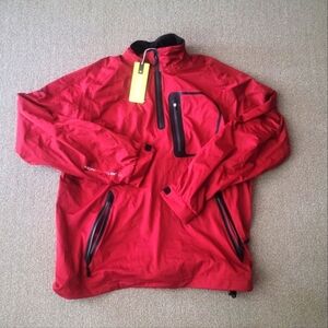 Mizuno Impermalite Flex Sports Windbreaker Jacket Mens L Red Burgundy 1/4 Zip